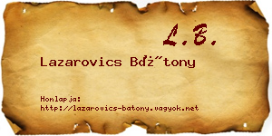 Lazarovics Bátony névjegykártya